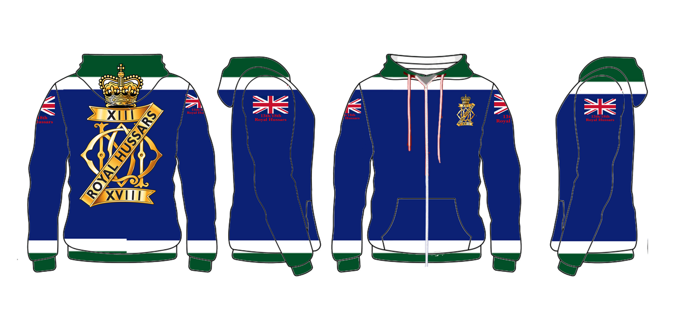13th/18th Royal Hussars Double Printed Zipper Hoodie new for 2024