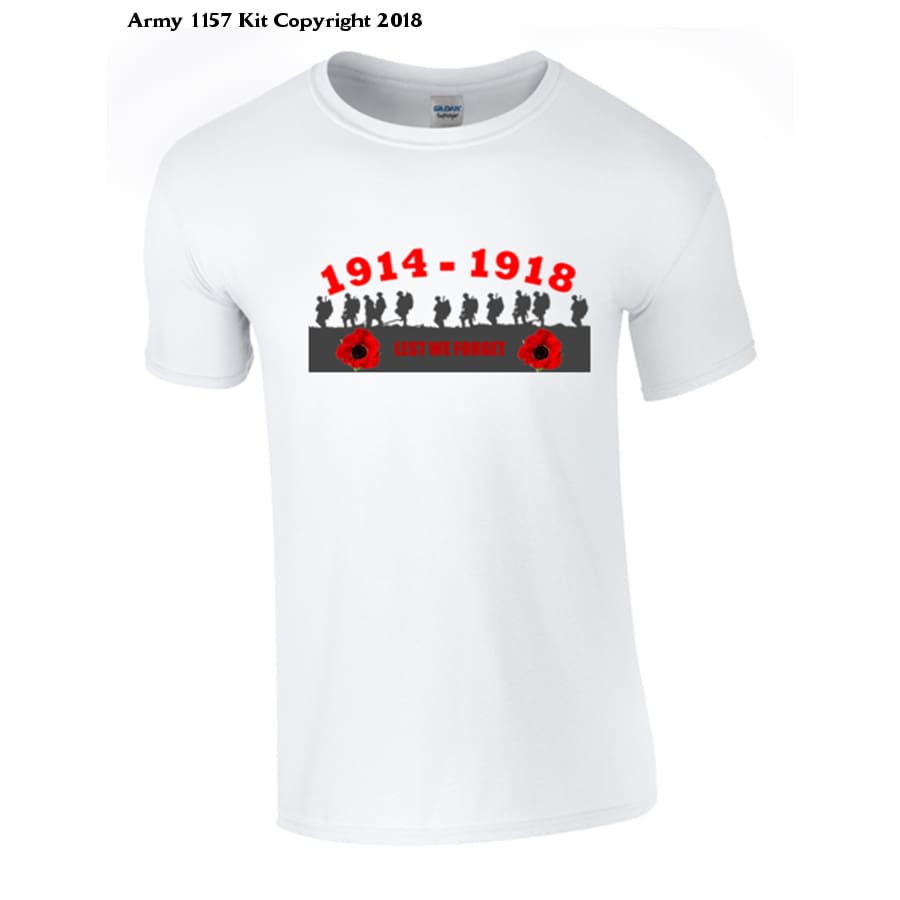Lest We Forget 1914-1918 T-Shirt - Army 1157 Kit Veterans Owned Business