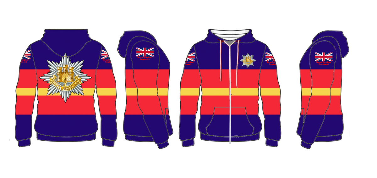 Royal Anglian Regiment Double Printed Zipper Hoodie new for 2024