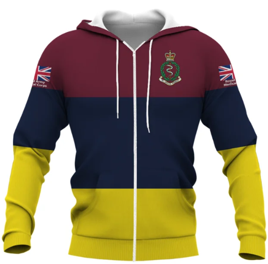 Royal Army Medical Corps (RAMC) Double Printed Zipper Hoodie new for 2024