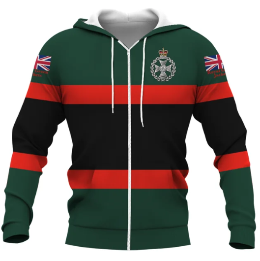 Royal Green Jackets Double Printed Zipper Hoodie new for 2024
