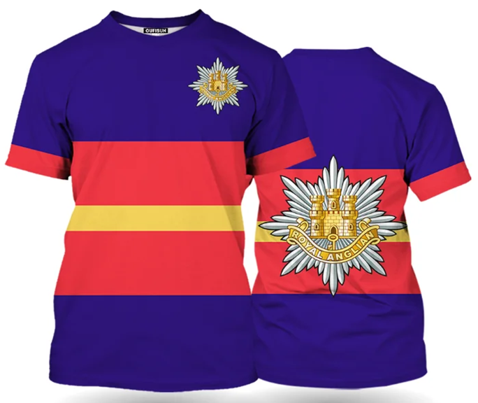 Royal Anglian Regiment Double Printed T Shirt new for 2024
