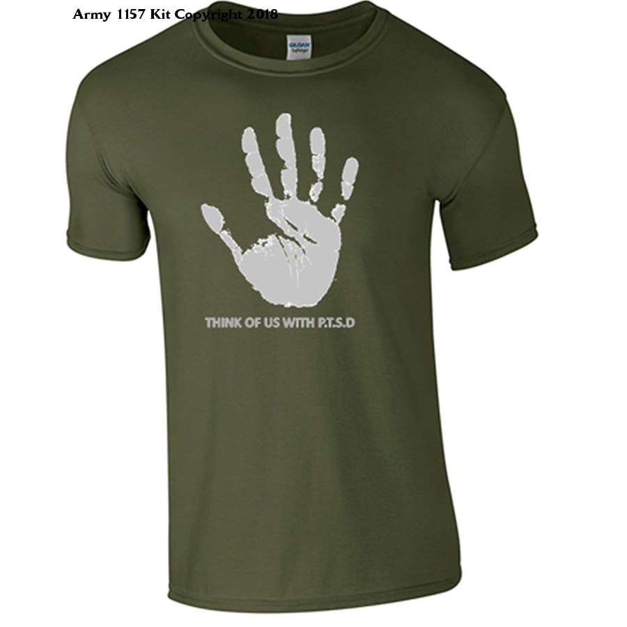 Bear Essentials Clothing. PTSD T-Shirt (XXL, Green) - Army 1157 kit XX-Large / Green Army 1157 Kit Veterans Owned Business