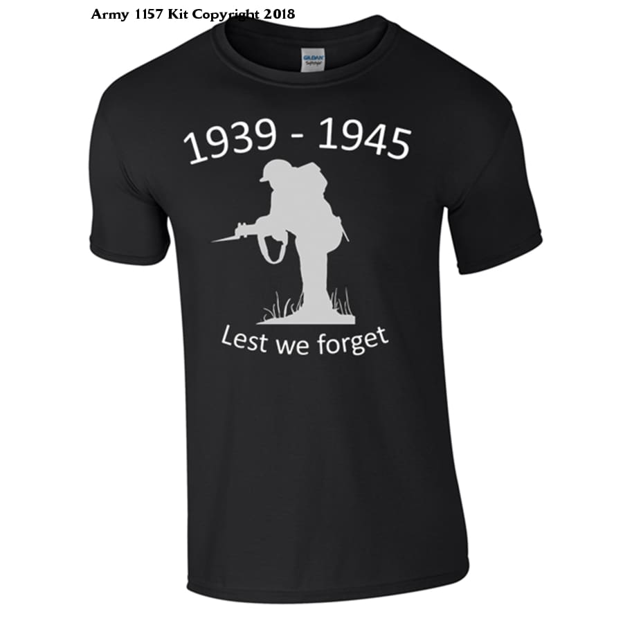 Lest We Forget 1939-1945 T-Shirt - Army 1157 Kit  Veterans Owned Business
