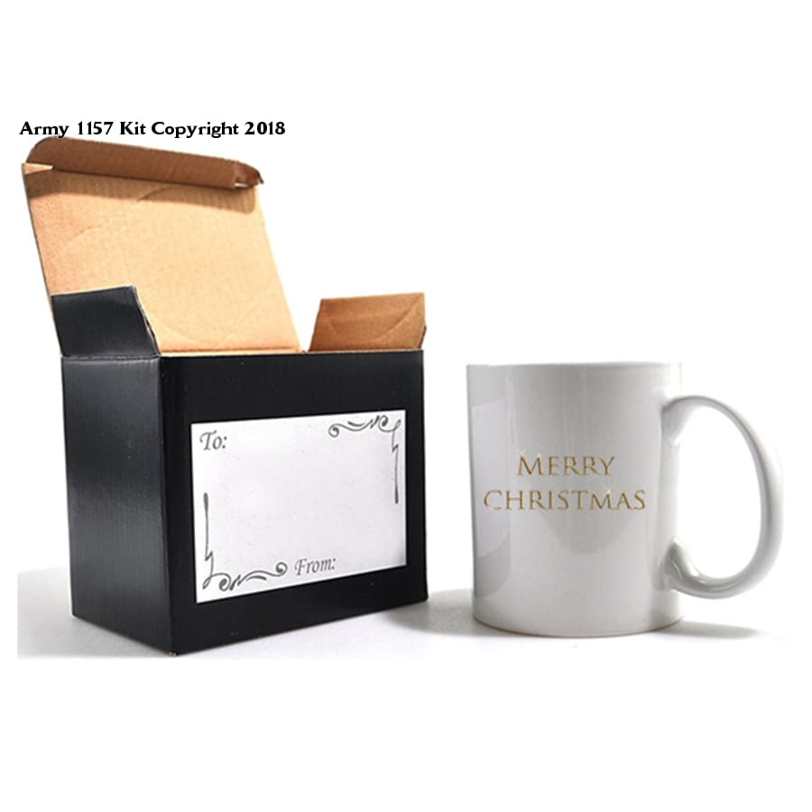 Merry Christmas Mug and gift box set. Part of the Army 1157 Kit Christmas Collection - Army 1157 kit Army 1157 Kit Veterans Owned Business