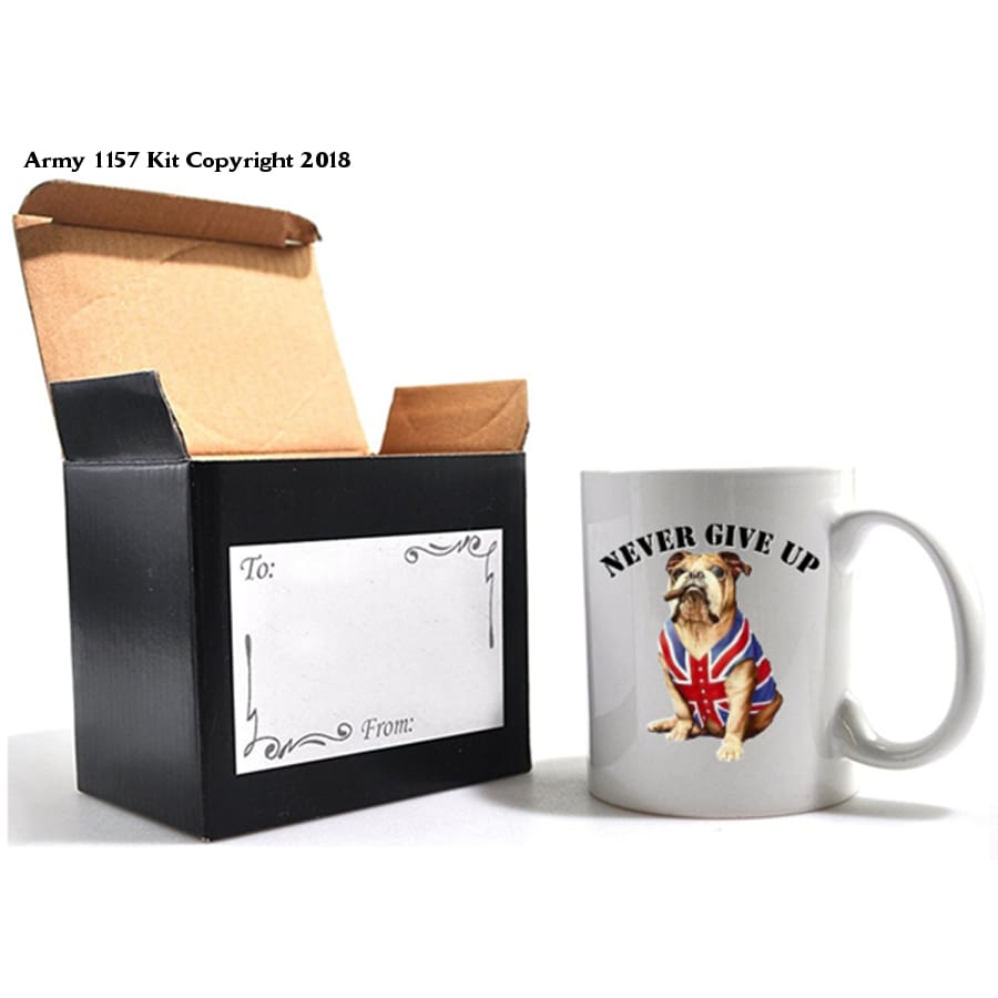 Never Give Up Mug and Gift Box set - Army 1157 kit Army 1157 Kit Veterans Owned Business
