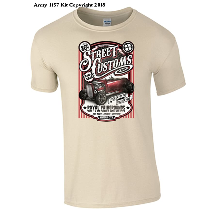 Sreet Customs T-Shirt (L, White) - Army 1157 Kit  Veterans Owned Business
