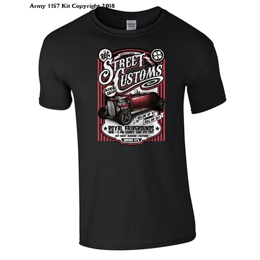 Sreet Customs T-Shirt (L, White) - Army 1157 Kit  Veterans Owned Business