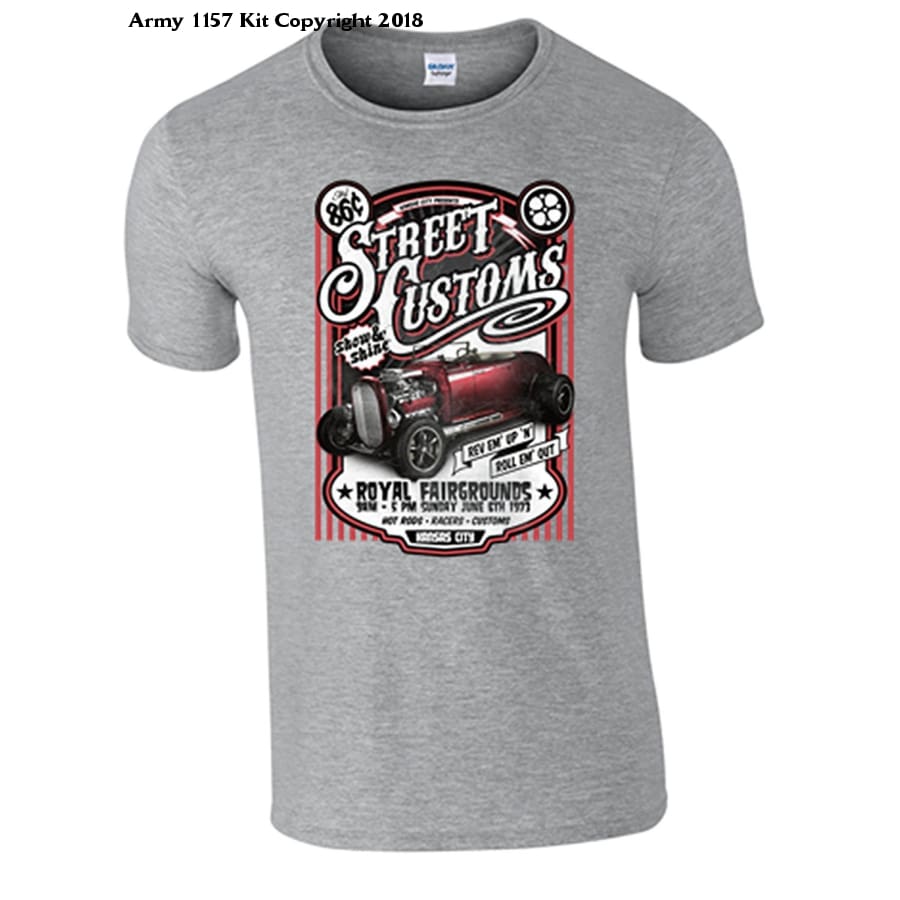 Sreet Customs T-Shirt (L, White) - Army 1157 Kit  Veterans Owned Business